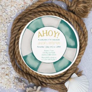 Convite de Aniversário para Natação de Meninos Náu