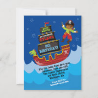 Convite de Aniversário para Navio Pirata