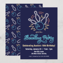 Convite de aniversário para Neon Cyber Boliches