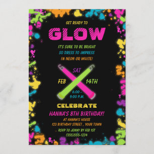 Convite de aniversário para Neon Party