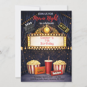 Convite de Aniversário para Noite de Cinema 