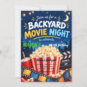 Convite de Aniversário para Noite de Cinema ao Ar
