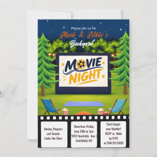 Convite de Aniversário para Noite de Cinema ao Ar