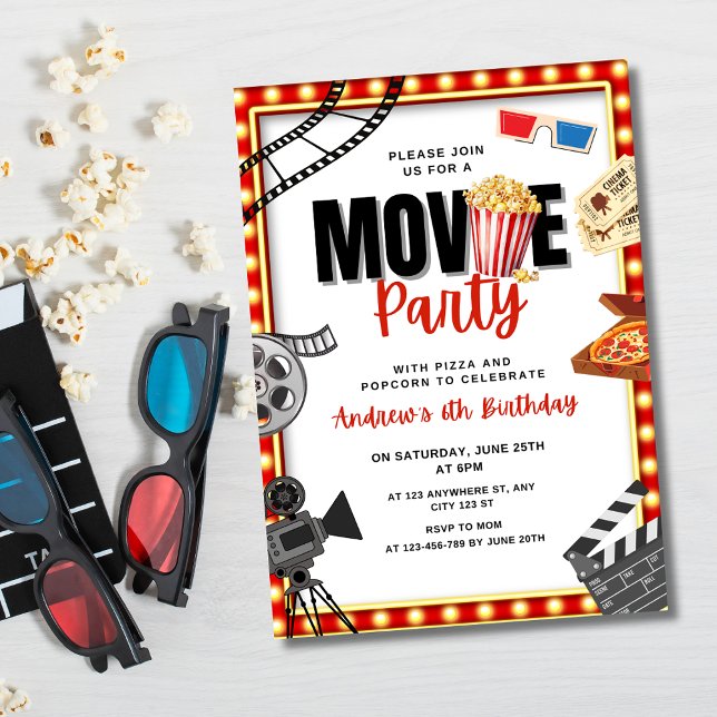Convite de Aniversário para Noite de Cinema, Festa (Criador carregado)