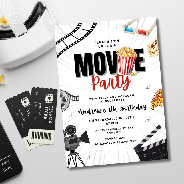 Convite de Aniversário para Noite de Cinema, Festa (Criador carregado)