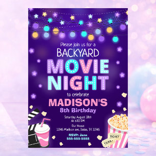 Convite de Aniversário para Noite de Cinema no Qui