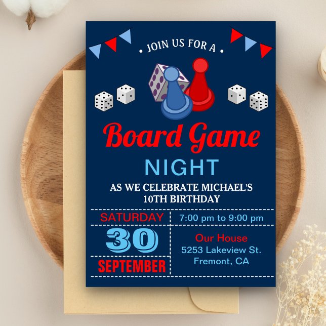 Convite de Aniversário para Noite de Jogo de Tabul (Criador carregado)