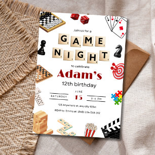 Convite de Aniversário para Noite de Jogos, Noite