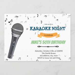 Convite de aniversário para noite de karaokê