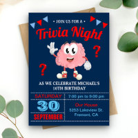 Convite de Aniversário para Noite de Quiz de Trivi