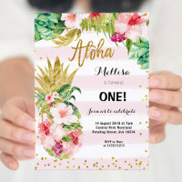 Convite de Aniversário para o 5 de Luau Dourado Pi