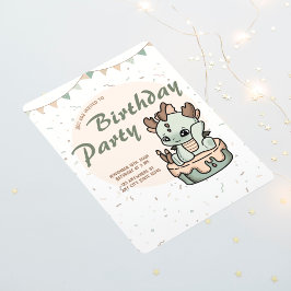 Convite de aniversário para o Dragão Verde Laranja