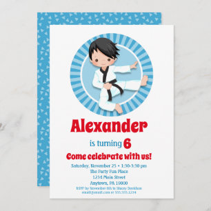 Convite de Aniversário para o Judô de Cabelo Negro