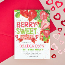 Convite de Aniversário para o Tema de Morango Boni