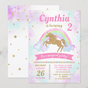Convite de Aniversário para o Unicórnio Dourado 