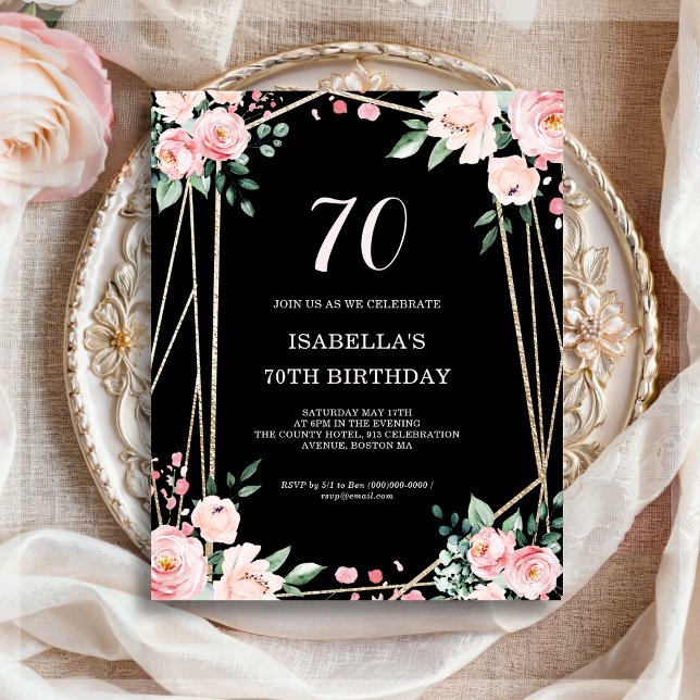Convite de Aniversário para Orçamento de 70 Floral (Criador carregado)