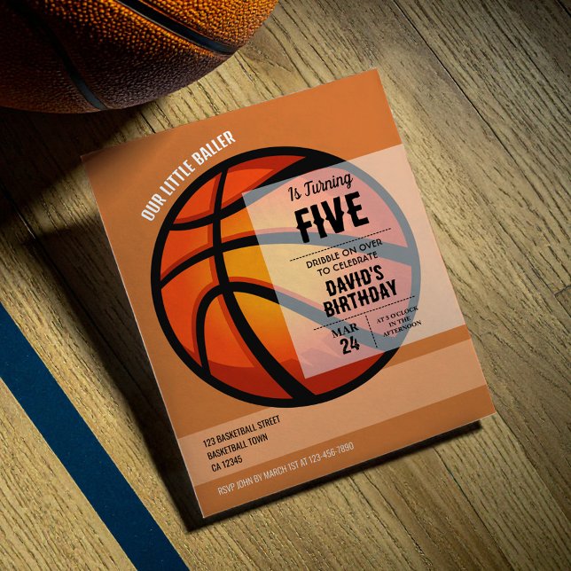 Convite de Aniversário para Orçamento de Basquete  (Criador carregado)