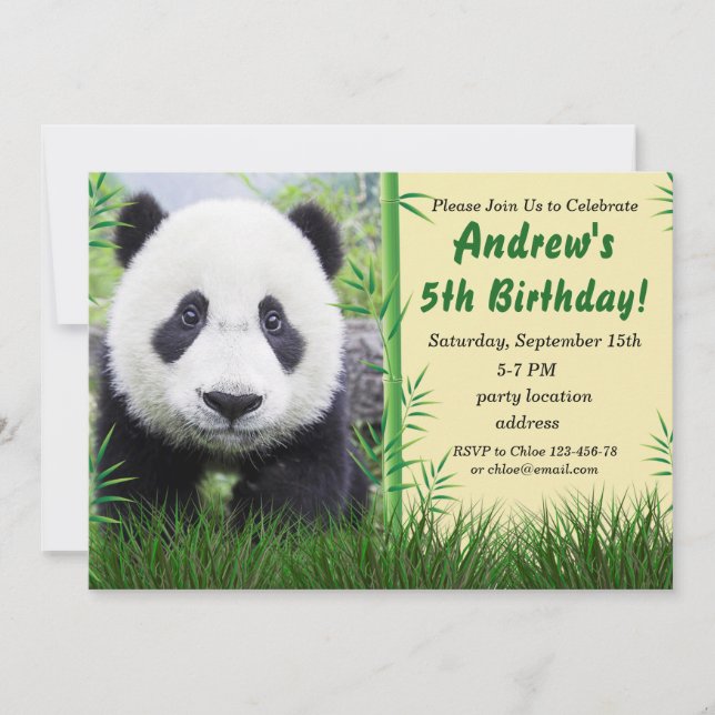 Convite de aniversário para Panda (Frente)