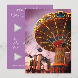 Convite de Aniversário para Parque de Diversões Te