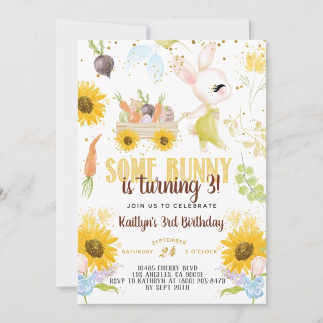 Convite De Aniversário Para Páscoas Bunny (Frente)
