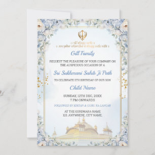 Convite de Aniversário para Path de Sukhmani Sahib