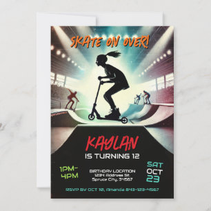 Convite de aniversário para patinetes para raparig