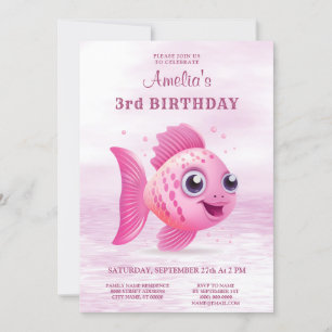 Convite de Aniversário para Peixes Rosa