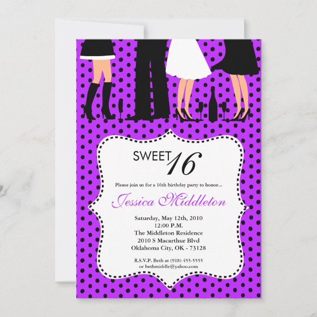Convite de Aniversário para Pessoas Sweet 16 de Fe (Frente)
