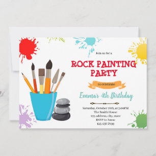 Convite de aniversário para pintura de rock