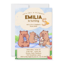 Convite de Aniversário para Piquenique do Capivara