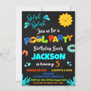 Convite de aniversário para piscina Boy piscina