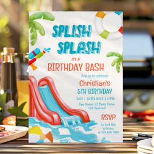 Convite de Aniversário para Piscina de Menino