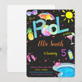 Convite de Aniversário para Piscina Editável