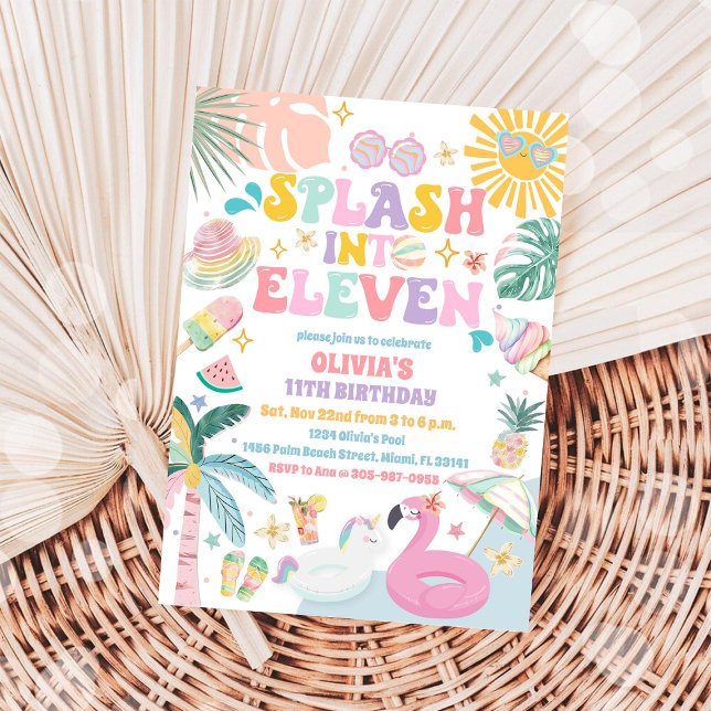 Convite de Aniversário para Piscina Tropical (Criador carregado)