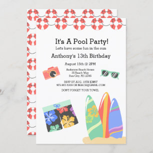 Convite de Aniversário para Piscinas