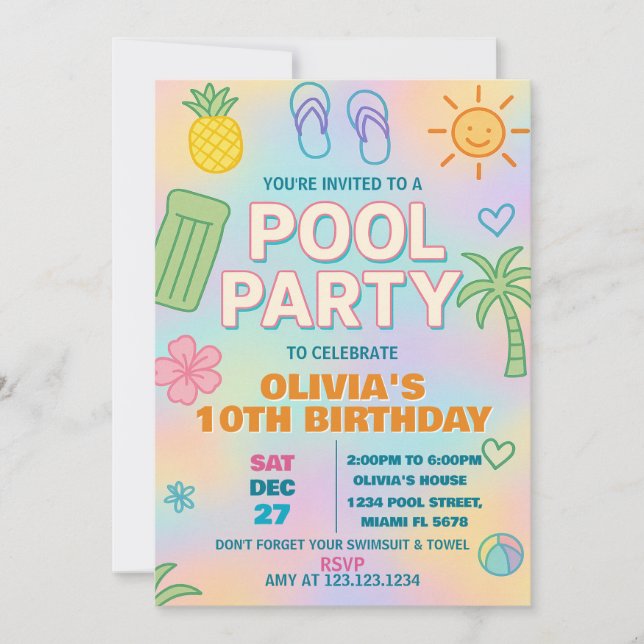 Convite de Aniversário para Piscinas de Festa Bril (Frente)
