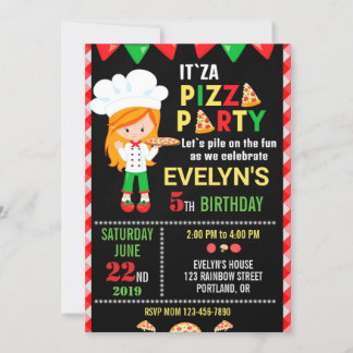 Convite de aniversário para pizza Red Green