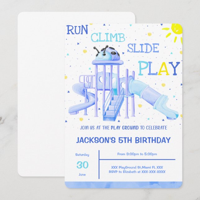 Convite de Aniversário para Playground (Frente/Verso)