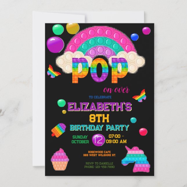 Convite de aniversário para pop, festa de Pop (Frente)