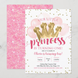 Convite de aniversário para princesa rosa Princesa