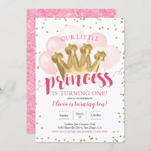 Convite de aniversário para princesa rosa Princesa