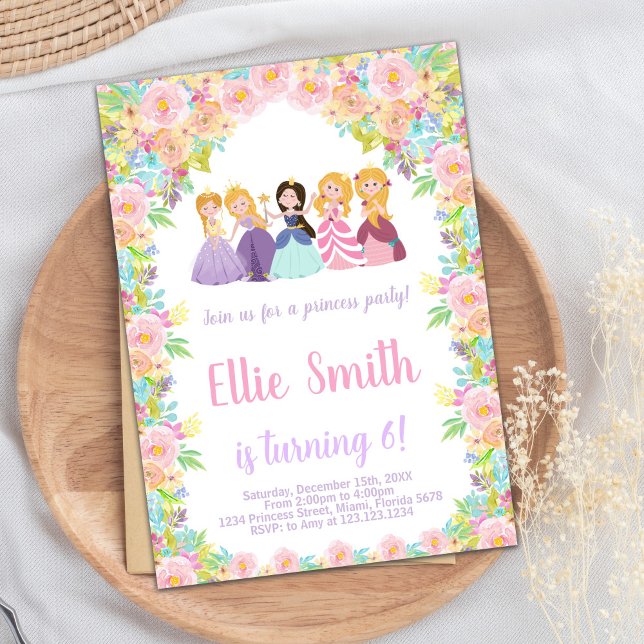 Convite de aniversário para princesas pretas roxas (Purple Black Princesses Birthday Invitation)