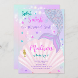 Convite de Aniversário para Púrpura e Sereia