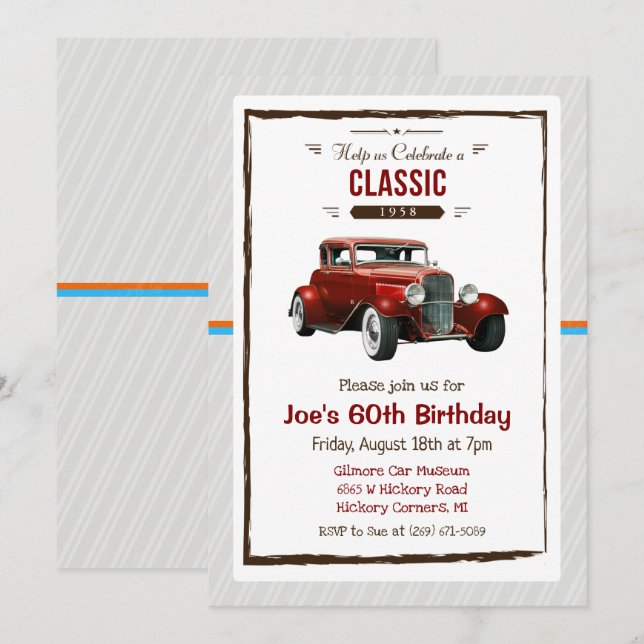 CONVITE DE ANIVERSÁRIO PARA QUALQUER IDADE - Carro (Frente/Verso)