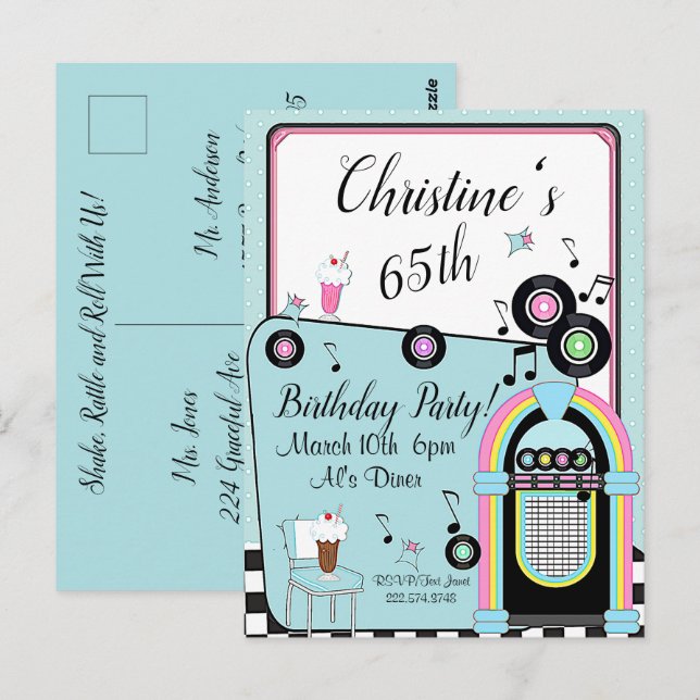 Convite de Aniversário para Qualquer Idade para um (Frente/Verso)