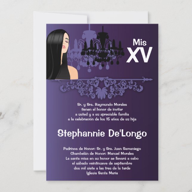 Convite de aniversário para Quinceanera, 5 x 7 (Frente)