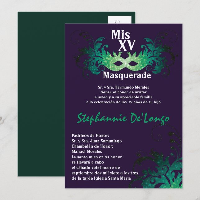 Convite de Aniversário para Quinceanera 5x7 (Frente/Verso)