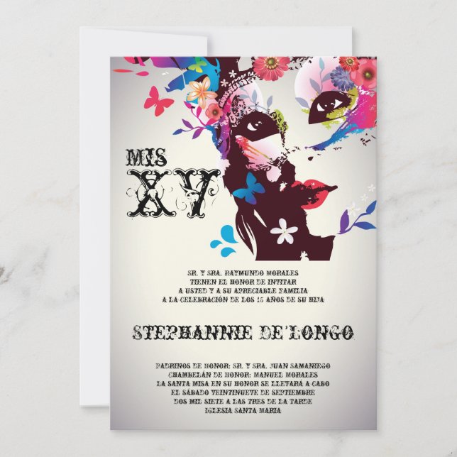 Convite de Aniversário para Quinceanera 5x7 (Frente)