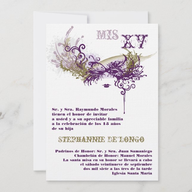 Convite de Aniversário para Quinceanera 5x7 (Frente)