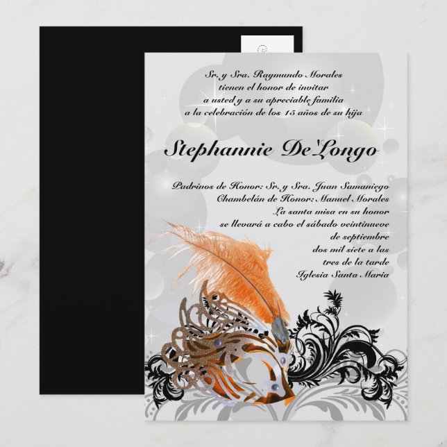 Convite de Aniversário para Quinceanera 5x7 (Frente/Verso)